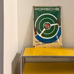 PORSCHE 356 Vintage Advertising - Heavy Enameled Sign - Circa 1950\u2019s
