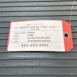 2000-2004 Porsche Boxster S 986 3.2L RWD 6-Speed Manual Transmission 87K Mil OEM