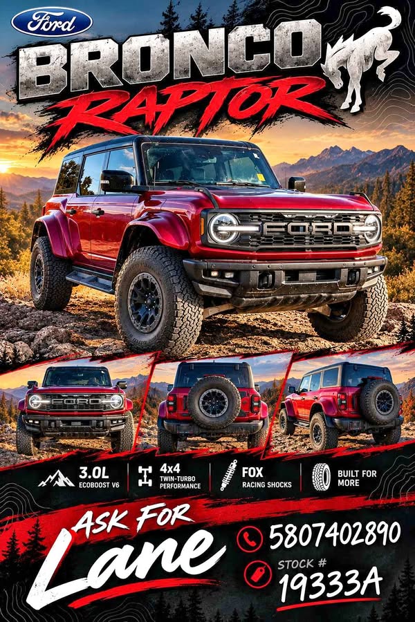 2025 Ford Bronco - Raptor Sport Utility 4D