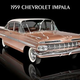 1959 Chevrolet Impala In Light Bronze Color Sign: 15x20\