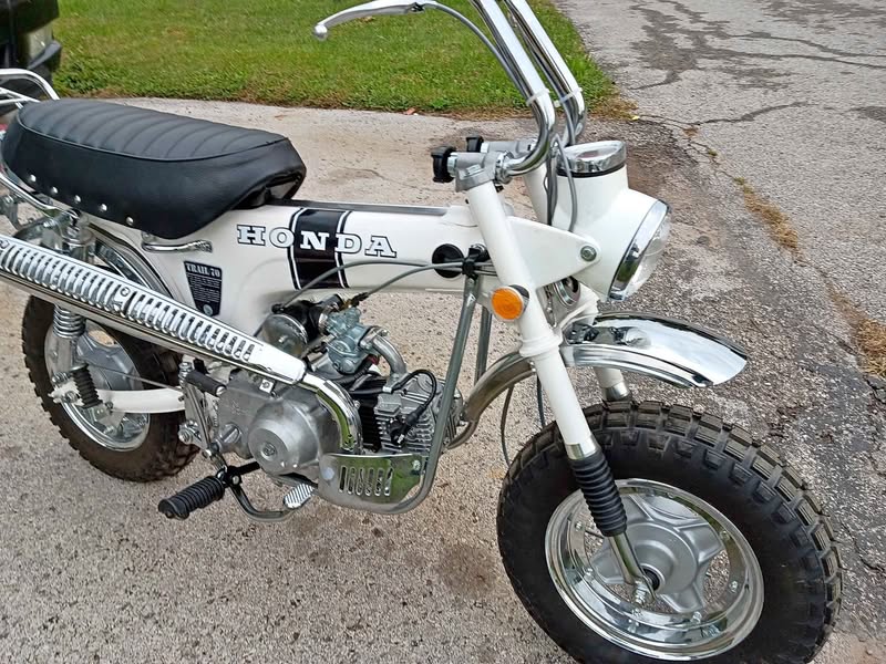 1970 Honda ct70 3 speed semi-auto full restored Cadillac Pearl white powder coated Chrome Rims