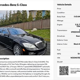2011 Mercedes-Benz S-Class S 63 AMG Sedan 4D