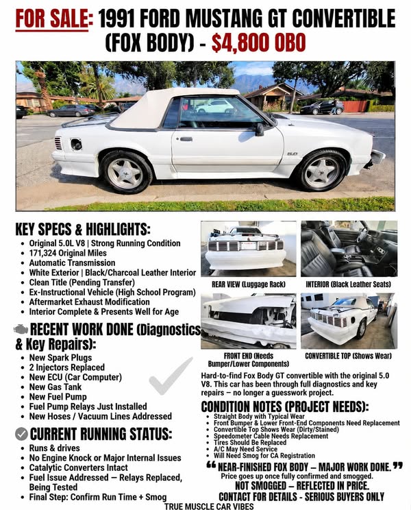 1991 Ford mustang gt convertible