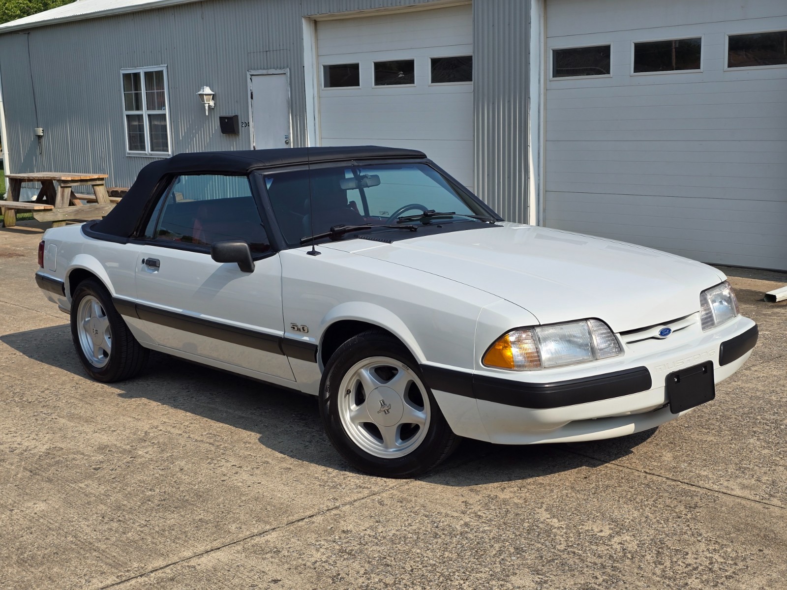 1991 Ford Mustang 5.0L Conv't Auto AC White/Red 9k Act Mi...