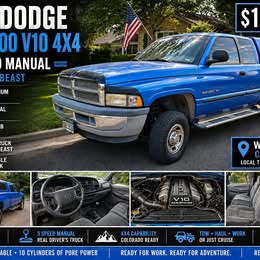 1999 Dodge Ram 2500 V10 4x4 \u2014 5-Speed Manual, Quad Cab Long Bed
