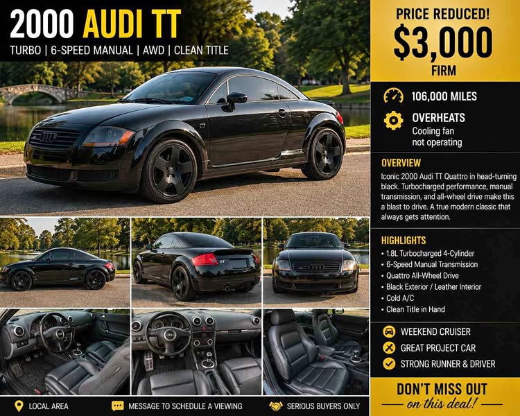 2000 AUDI TT 1.8T- LOW MILEAGE