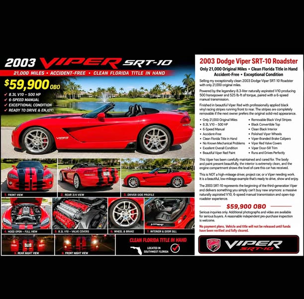 2003 Dodge Viper SRT- 10