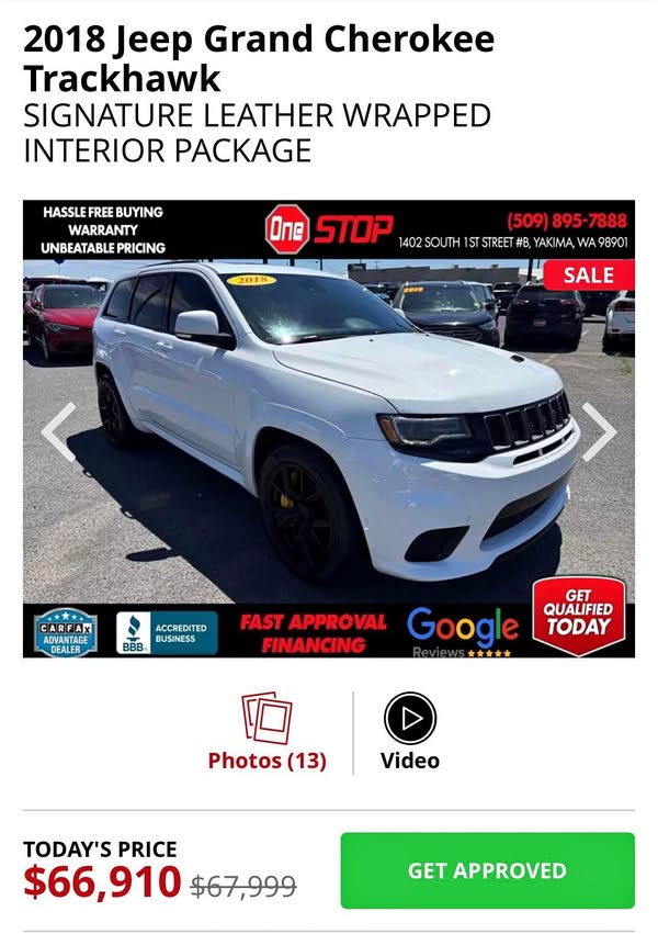 2018 Jeep Grand Cherokee - Trackhawk Sport Utility 4D