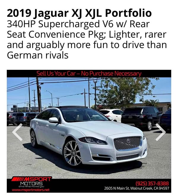 2019 Jaguar XJ - XJL Portfolio Sedan 4D